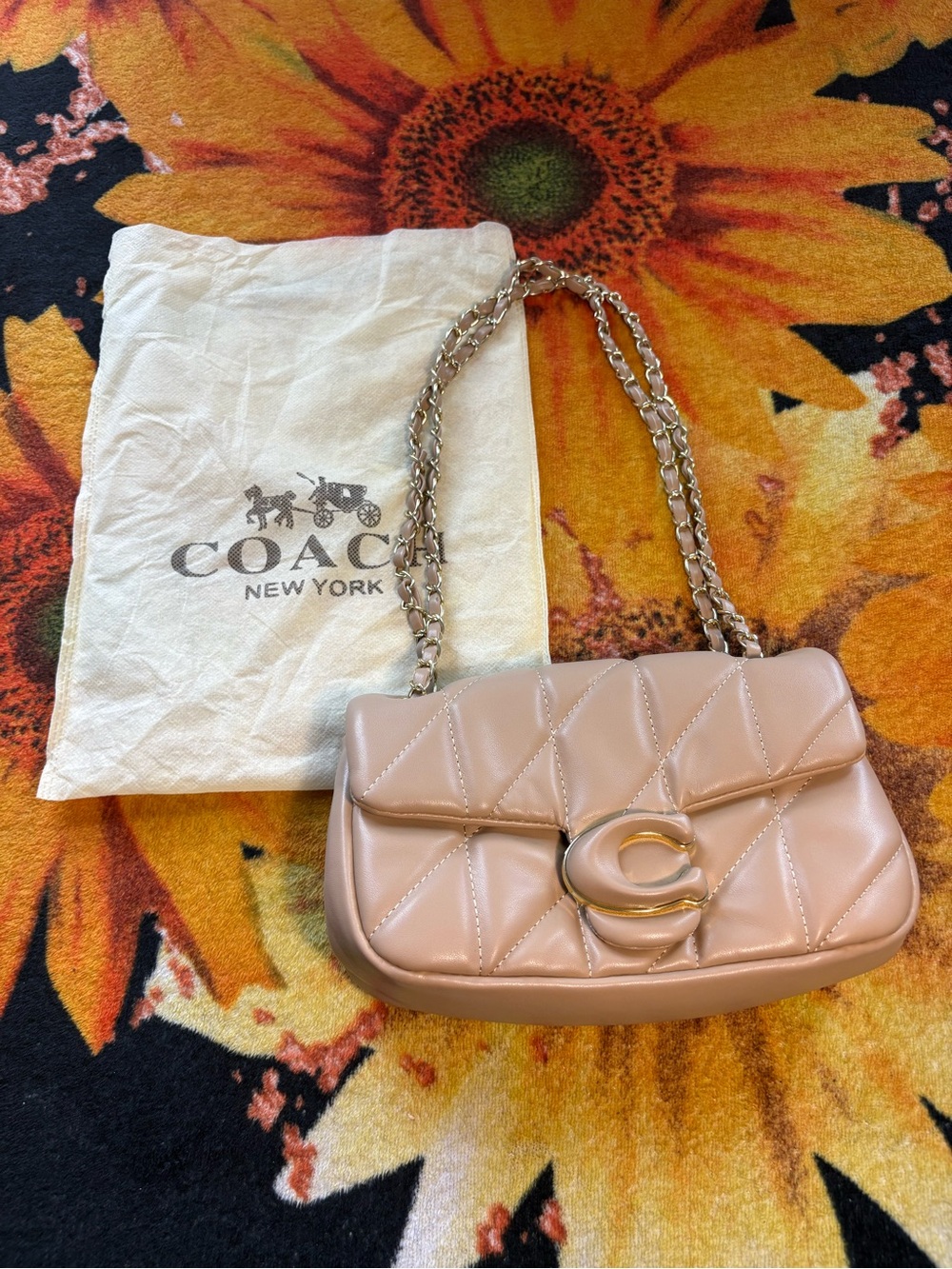 Coach Quilted Shoulder Bag in Blush Pink with Gold Hardware